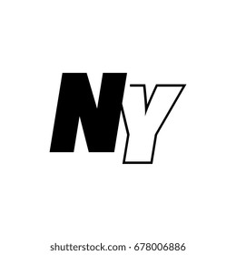 letter N and Y logo overlapping black negative