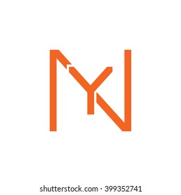 letter N and Y monogram square shape logo orange