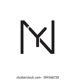 letter N and Y monogram square shape logo black