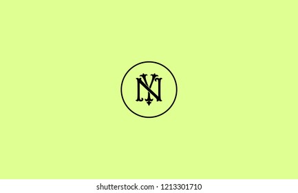 LETTER N AND Y SIGNATURE LOGO WITH CIRCLE FRAME FOR LOGO DESIGN OR ILLUSTRATION USE