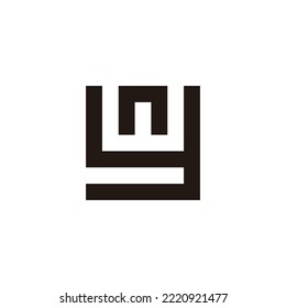 Letter n and y, w geometric symbol simple logo vector
