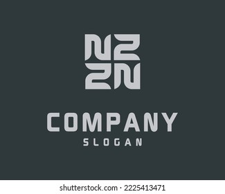 Letter N Z Ambigram Monogram Rotation Rotate Circular Orientation Geometric Vector Logo Design