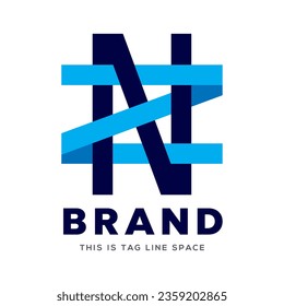 Letter N and Z Intermingle in a square Shape Vector Logo