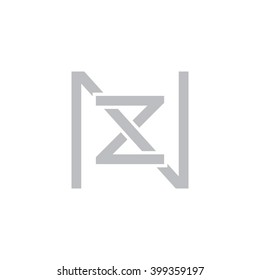 letter N and Z monogram square shape logo gray