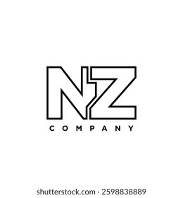 Letter N and Z, NZ logo design template. Minimal monogram initial based logotype.