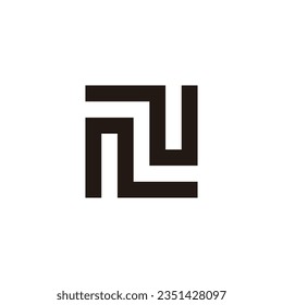 Letter N and z square line geometric symbol simple logo vector