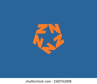 Letter N Z vector icon logo design. Alphabet star negative space symbol logotype. 