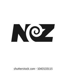 letter N and Z vector logo. New Zealand icon. swirl symbol.