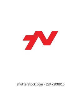 letra n7 logotipo simple de flecha roja vector 