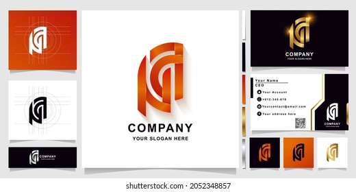 Letter NA or CA monogram logo template with business card design