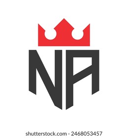 Letter NA Crown Logo. Crown on Letter NA Logo Design Template