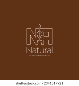 Letter NA with flower pot nature logo design vector illustration