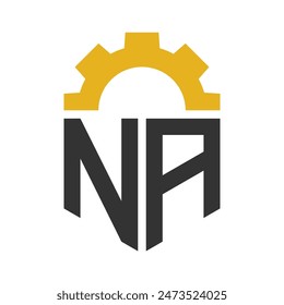 Letter NA Gear Logo Design for Service Center, Repair, Factory, Industrial, Digital and Mechanical Business