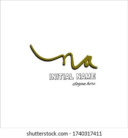 Letter na Handwriting Logo. Initial Name gold Logo. Vector sign for business and company identity