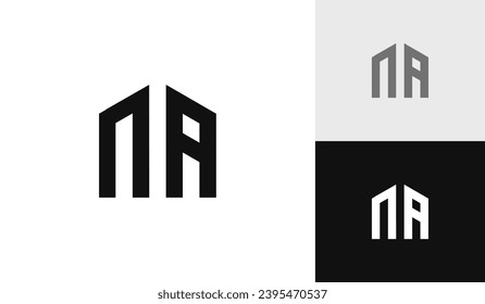 Letter NA initial with house shape logo design