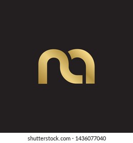 Letter na linked lowercase logo design template elements. Gold letter Isolated on black  background. Suitable for business, consulting group company.