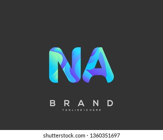 Letter NA logo with colorful circle background, letter combination logo design for creative industry, web, business and company. - Vector