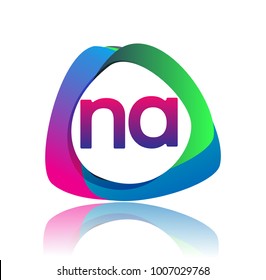 Letter NA logo with colorful splash background, letter combination logo design for creative industry, web, business and company.