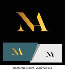 letter NA logo in elegant and minimal style of serif font with gold color