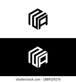 Letter NA logo. Hexagon design vector