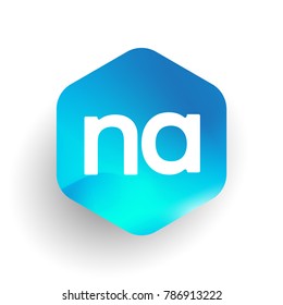 Letter NA logo in hexagon shape and colorful background, letter combination logo design for business and company identity.
