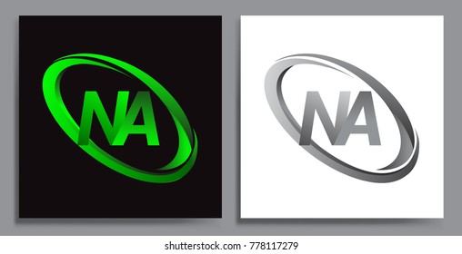 letter NA logotype design for company name colored Green swoosh and grey. vector set logo design for business and company identity.
