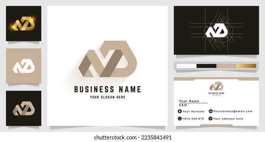 Letter Na or ND monogram logo with business card design