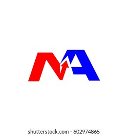 letter NA red and blue color logo vector