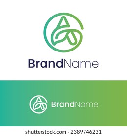 Diseño del logotipo de la línea circular de la letra A de la naturaleza