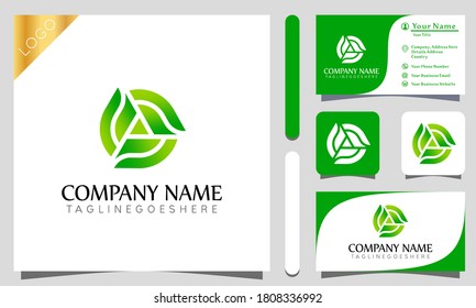Letter A Nature Green Leaf elegant logos design vector illustration with line art style, cosmetic, spa, beauty salon, modern company icon business card