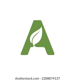 A letter nature leaf combination vector logo design