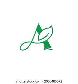 letra A concepto de diseño de logotipo de hoja de naturaleza