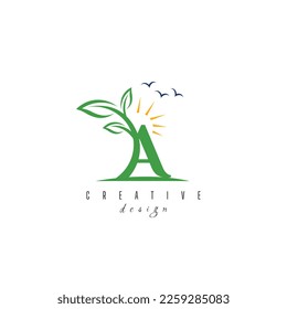 Letter A Nature Leaf logo icon vector design concept luxury floral leaf for luxuries or nature business identity