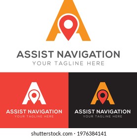 Letter A navigation logo, location logo, or locator logo, A logo