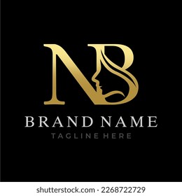Letra NB Beauty Face Diseño del logotipo inicial