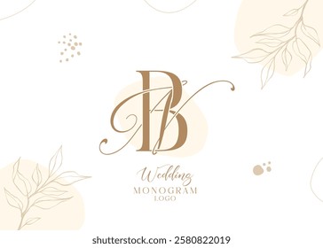Letter NB BN elegant wedding monogram logo design