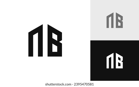 Letter NB initial with house shape logo design