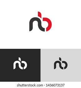 Letter nb linked lowercase logo design template elements. Red letter Isolated on black white grey background. Suitable for business, consulting group company.