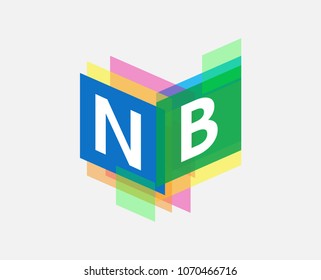Letter NB logo with colorful geometric shape, letter combination logo design for creative industry, web, business and company.

