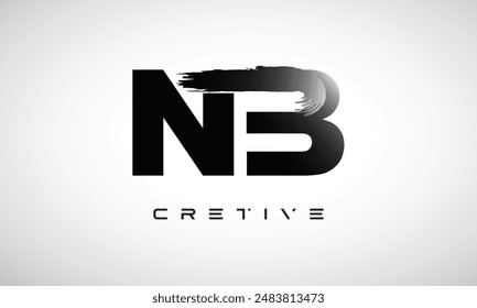 Letter NB logo logotype icon concept with brush style, and joining letter logo design vector	