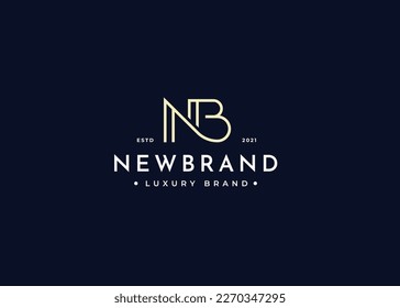 Letter NB minimalist logo with clean and elegant lines style design vector illustration