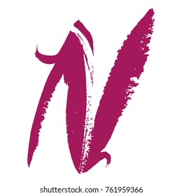 Letter N.Brushstrokes vector lettering.