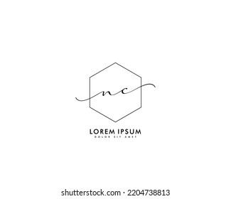 Letter NC Initial handwriting logo with signature and hand drawn style.