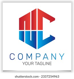 letra NC icono del logotipo del hexágono inicial premium plantilla elegante vectores eps 10