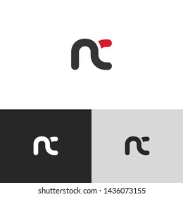 Letter nc linked lowercase logo design template elements. Red letter Isolated on black white grey background. Suitable for business, consulting group company.