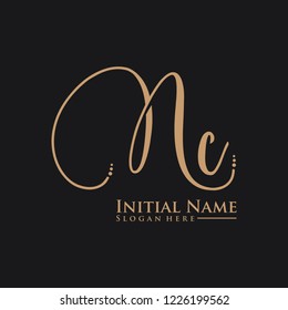 Letter Nc Logo. Initial Letter Design Vector Luxury Colors