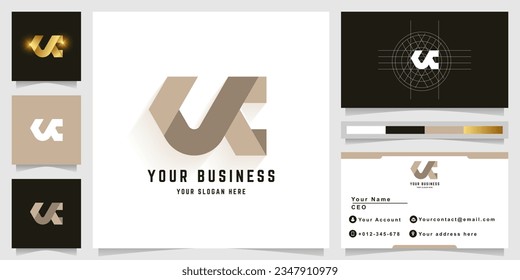 Letter Nc or Uc monogram logo with business card design