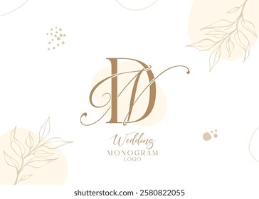 Letter ND DN elegant wedding monogram logo design