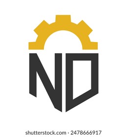 Letter ND Gear Logo Design for Service Center, Repair, Factory, Industrial, Digital and Mechanical Business