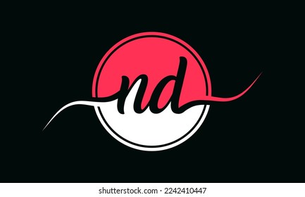 Letter ND logo with circle shape vector illustration.
